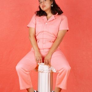 Big Bud Press Short Sleeve Jumpsuit, Flamingo Pink, XXS